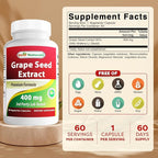 Best Naturals Grape Seed Extract 400 mg 60 Vcaps (60 Count (Pack of 3))
