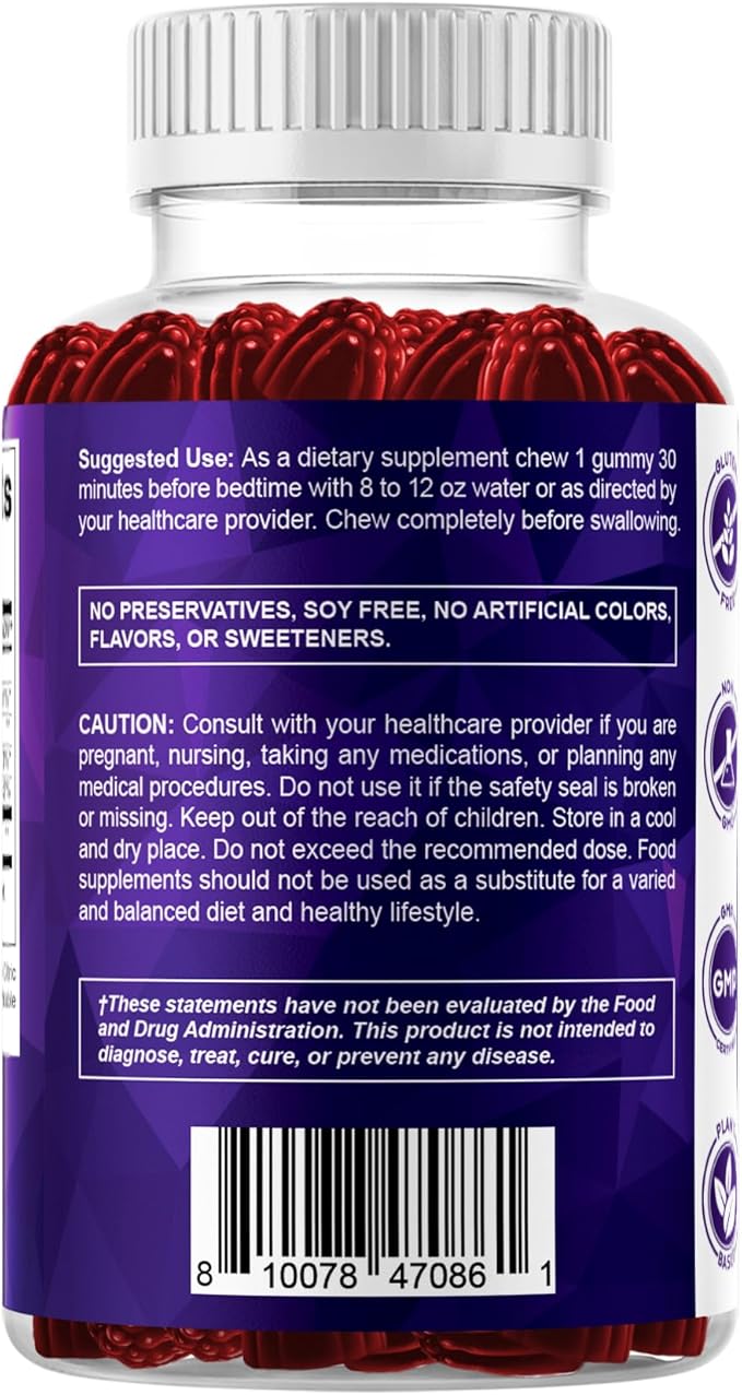 Vitamatic Melatonin 10 mg Vegetarian Gummies – Non-Habit Forming – 60 Gummies per Bottle – 4-Pack (Total 120 Vegan Gummies)
