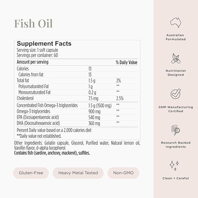 JSHealth High Strength Fish Oil. 900mg Omega-3 per Capsule with 540mg EPA and 360mg DHA. Wild-Caught, Friend of the Sea Certified, Vanilla Coated. No Fishy Aftertaste (60 Capsules)