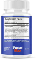 (3 Pack) Focus Max Capsules, FocusMax Brain Supplement Pills Advanced Maximum Strength Formula for Mental Clarity, Attention, Sharp Memory, Calm Mind Mood, Health & Wellness Support Capsulas (180 ct)