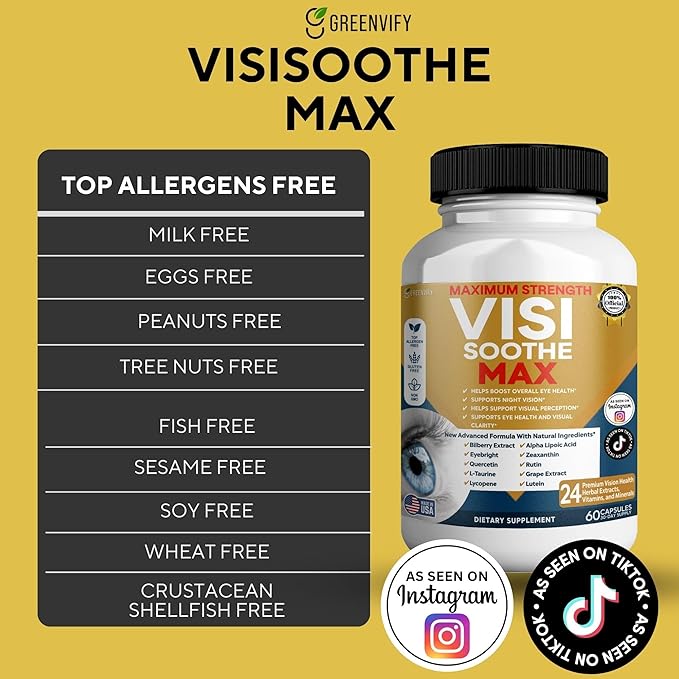 Vision Soothe Max Eye Health Supplement, 60 Capsules, 24 Herbal Extracts with Vitamins and Minerals, Maximum Strength (3)