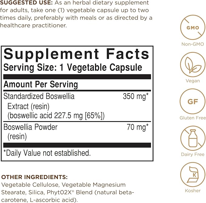 SFP Boswellia Resin Extract Solgar 60 VCaps