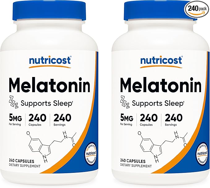 Nutricost Melatonin 5mg, 240 Capsules (2 Bottles)