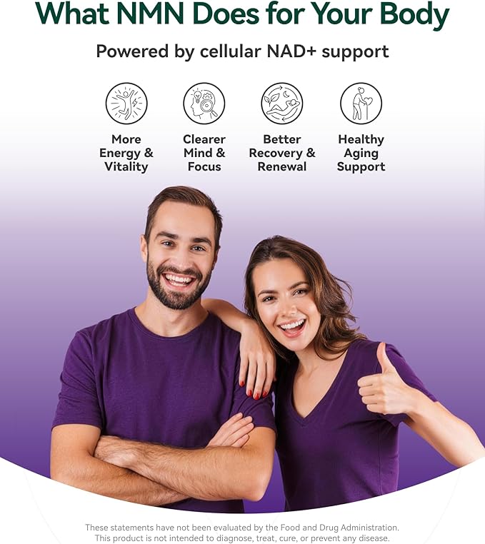Inner Brightness NMN Supplement 500mg, 99.9% High Purity, Supports NAD+ Levels & Cellular Energy, 5-in-1 Formula with Resveratrol & Astaxanthin, Non-GMO, Gluten-Free, 60 Capsules