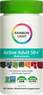 Rainbow Light Active Adult 50+ High-Potency Multivitamin, with Superfoods, 60ct, Pack May Vary