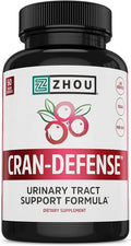 Zhou Cran-Defense - Cranberry Pills for Women & Men, D Mannose with Cranberry Extract, 1000 mg D-Mannose Per Serving for Urinary Tract Health, Antioxidant Support - 60 Veggie Capsules