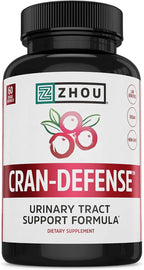 Zhou Cran-Defense - Cranberry Pills for Women & Men, D Mannose with Cranberry Extract, 1000 mg D-Mannose Per Serving for Urinary Tract Health, Antioxidant Support - 60 Veggie Capsules