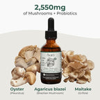 Auri Nutrition Super Mushroom Pre+Probiotic Elixir – 3-in-1 Gut Health Supplement w/7 Probiotic Strains, Prebiotic Mushrooms & Postbiotic Support – Vegan, Non-GMO, Shelf Stable – 30 Servings