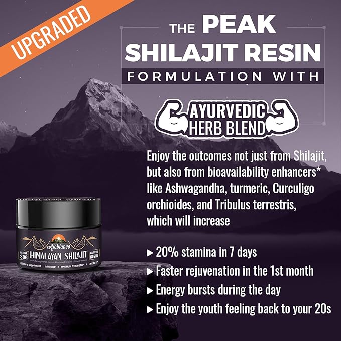 600mg Shilajit Pure Himalayan Organic Shilajit Resin - Himalayan Shilajit Resin with Organic Ayurvedic Blend in High Potency for Energy, Strength & Immunity, Pack of 4