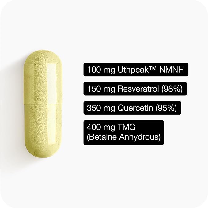 Toniiq NMNH Supplement – Ultra High Potency 1,000mg Complex with Clinically Studied Uthpeak™ NMNH, Resveratrol, Quercetin & TMG – Highly Purified – Third-Party Lab Tested – 60 Capsules