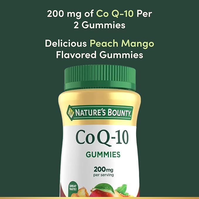 Nature’s Bounty CoQ10 Gummies, Supports Heart Health, CoQ10 200mg, Peach Mango Flavor, 100 Coun
