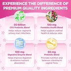 Vaginal Probiotics Gummies for Women Balanced pH, 50 Billion CFUs for Feminine Vaginal odor & Flora, Cranberry, D-Mannose, Vitamin C for Yeast Balance & Immune Health, Sugar Free, Pineapple, 60 Chews