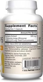 Jarrow Formulas Curcumin 95 Supplement - Turmeric Extract Supplement, 500 mg for Antioxidant & Joint Support, 60 Capsules