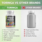 Clean Nutraceuticals Turmeric Moringa Supplement | Ginger Boswellia Saffron - Supplement for Women and Men with Ceylon Cinnamon, Tart Cherry, Quercetin Garlic Nettle Holy Basil - 1Pack