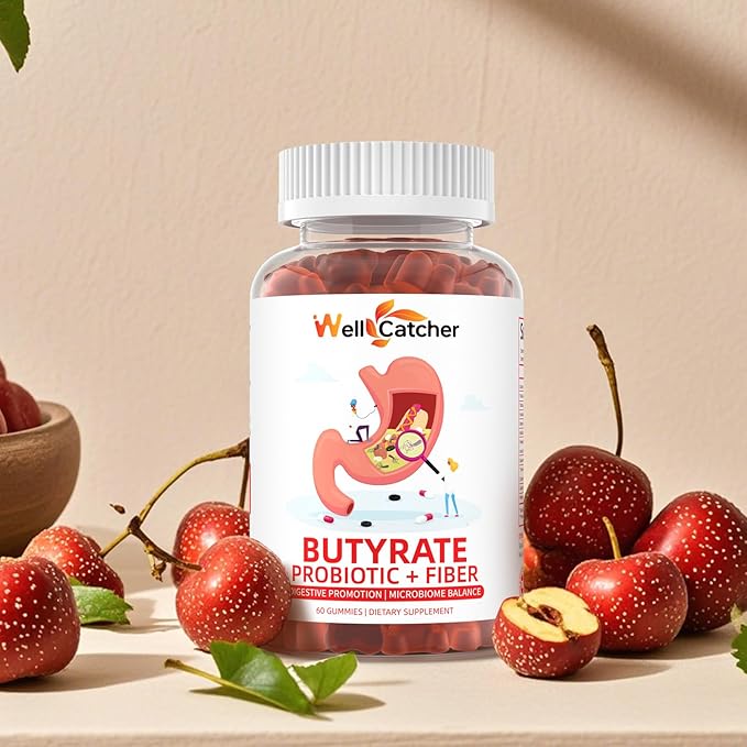Butyrate Gummies Gut Health Supplement: Butyrate with Probiotic & Prebiotic Fiber Gummies for Women Men Sugar Free Digestive & Energy Metabolism Support Vegan Hawthorn Flavor 30 Days Supply