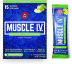 Muscle I.V.® Mood Support, Recovery, Cortisol Reducer Supplement, Vitamin D3 K2, Magnesium Glycinate, L-Theanine, KSM-66® Ashwagandha, Electrolytes Powder Packets, Sugar Free. 15 Ct, Green Apple