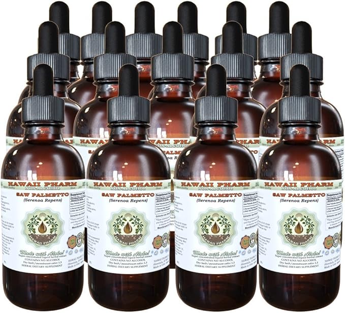 Hawaii Pharm Saw Palmetto Alcohol-Free Liquid Extract, Professional Grade, Small Batch Crafted Saw Palmetto (Serenoa Repens) Dried Berry Glycerite Natural Herbal Supplement, 15x4 fl.oz