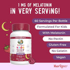 MARYRUTH'S Melatonin Gummies for Kids | 2 Month Supply | Sleep Gummy for Kids Ages 4+ | Melatonin 1 mg | Relaxation & Sleep Support | Vegan | Gluten Free | 60 Count