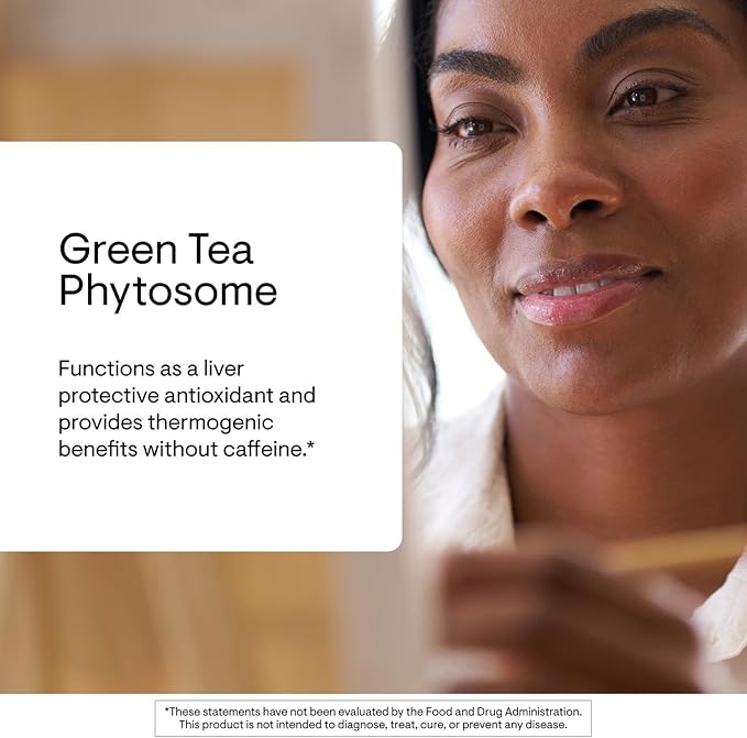 THORNE - Green Tea Phytosome - Provides Antioxidant Support, Liver Protection & Thermogenesis and Metabolic Benefits* - Caffeine-Free - Third-Party Certified - Gluten, Dairy & Soy-Free - 60 Capsules