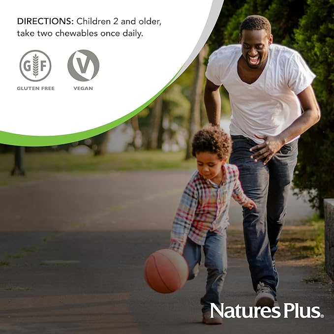 NaturesPlus Animal Parade Source of Life Gold Children's Chewable Multivitamin - Assorted Cherry, Orange & Grape Flavors - 60 Chewable Tablets - Vegetarian, Gluten-Free - 30 Servings