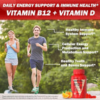 Vitamin B12 D3 Vegan Gummies - 90 Count I 1000 MCG Methyl B12 & 5000 IU Vitamin D Gummy Chewable Supplements for Adults & Kids - Immune Health & Daily Energy Boost - Non-GMO, Orange