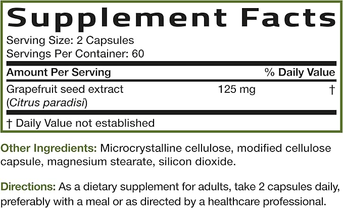 Bronson Grapefruit Seed Extract Citrus per Serving Paradisi Supports Immune Health & Helps Maintain a Healthy Gastrointestinal Tract - Non-GMO, 120 Vegetarian Capsules