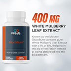 Primal Labs GlucoBurn Support Supplement with White Mulberry Leaf Extract and Alpha Lipoic Acid, 90 Veg capsules
