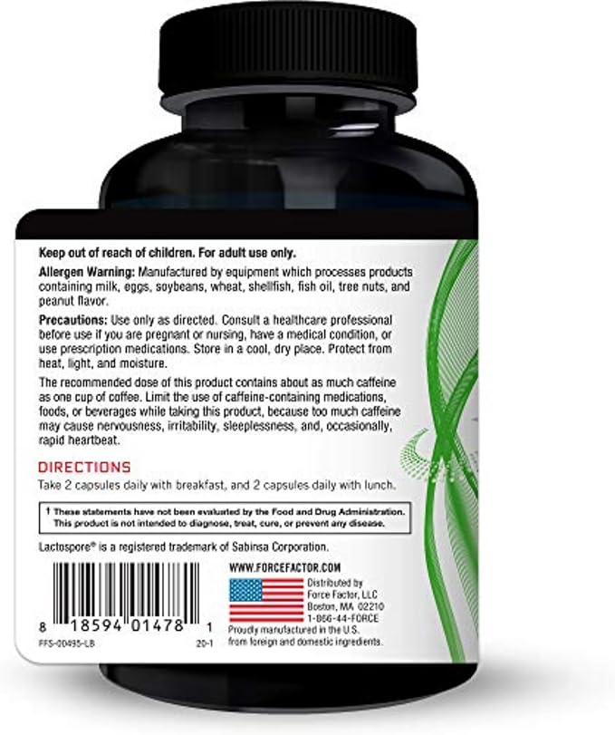 ProbioSlim Weight Loss Essentials Complete Daily Digestive Health and Weight Loss Probiotic Supplement for Women and Men with Electrolytes and Green Tea Extract, Force Factor, 120 Capsules