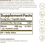 Solgar Niacin (Vitamin B3) 500 mg, 100 Vegetable Capsules - Non-GMO, Vegan, Gluten Free, Dairy Free, Kosher - 100 Servings