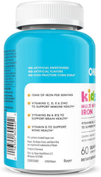 One A Day Kids Multivitamin with Iron Gummy, Vitamin D, Vitamin C, E, Zinc for Immune Support, Gummy Vitamins, Kids Multivitamin Gummies with Iron, Cherry Flavor, 60 Count (Packaging May Vary)