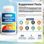 Best Naturals Potassium Iodide 65 mg - Dietary Supplement, 60 Tablets (3 Bottles) (3)