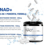 NAD Supplement - NAD Nicotinamide Riboside Resveratrol 1000mg for Men Women, Liposomal NAD Plus, NR Supplement for Anti-Aging Boost Energy, 160 Counts