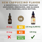 (2 Pack) Organic Vitamin D3 K2 Drops with MCT Oil Omega 3, 5000 IU, Maximum Strength Vitamin D Liquid, No Fillers, Non-GMO Liquid D3 for Faster Absorption, Immune Support (Cappuccino Flavor, 2 Fl Oz)