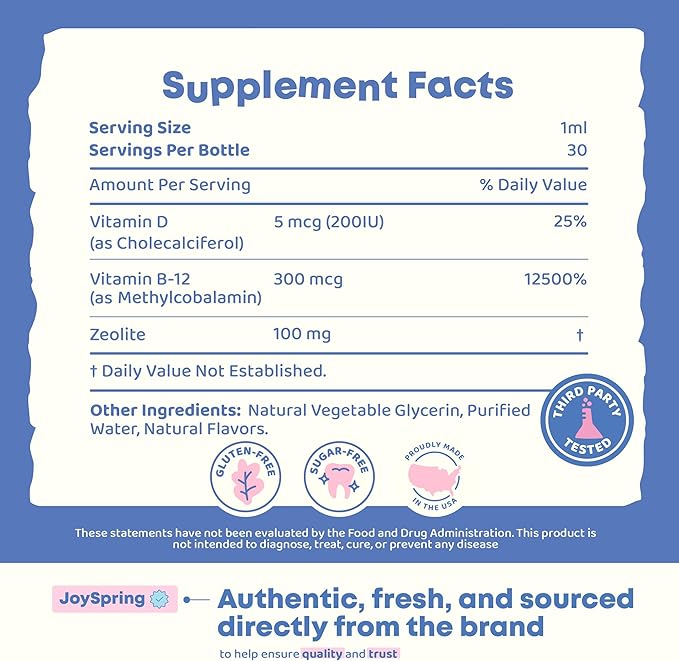 JoySpring LingoLeap – Liquid Kids Formula with Zeolite Clinoptilolite, Methylated B12 & Vitamin D3 | Gentle Daily Support for Kids’ Wellness | Ages 3+ | (1fl oz) 30 Servings