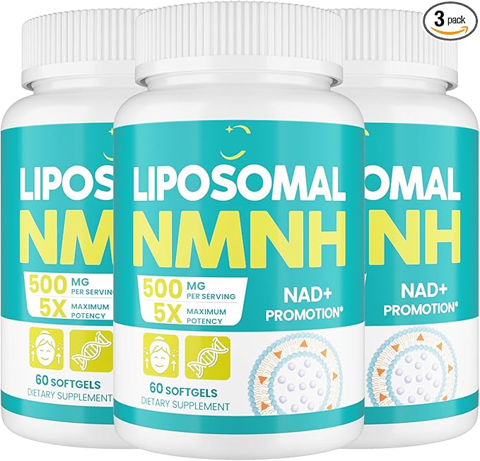 Liposomal NMNH (Dihydronicotinamide Mononucleotide) 500mg - NMN Supplement Alternative - NMNH Supplement to Boost NAD+ Levels as We Age, for Anti-Aging, Energy & Focus - 3 Packs