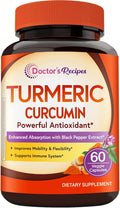 Doctor's Recipes Turmeric Curcumin with Black Pepper Extract, High Absorption Ultra Potency Turmeric Supplement with 95% Curcuminoids, Comfort and Immune Support, Vegan, Non-GMO, 60 Caps