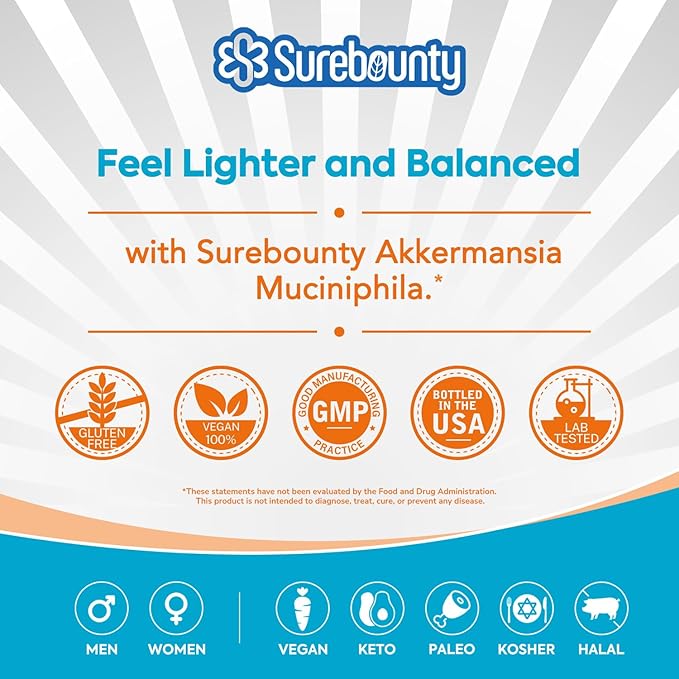Akkermansia Probiotic GLP-1, 1 Billion TFU, Akkermansia Muciniphila with Prebiotic Inulin, for Men & Women, Vegan, Non-GMO, 30 Caps