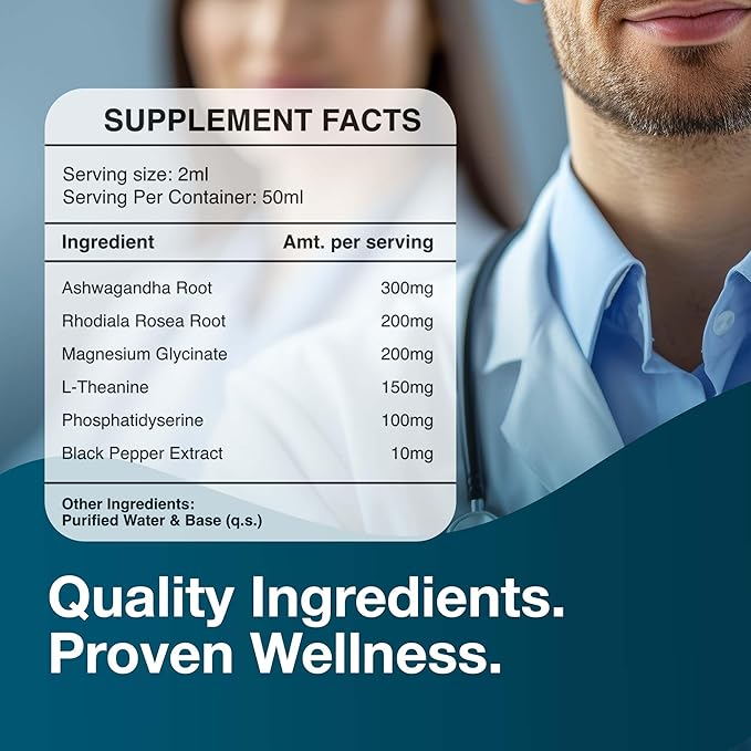 Cortisol Drops – Natural Herbal Liquid Supplement for Daily Stress Support, Mood Balance & Adrenal Health – Calming Botanical Extracts – Alcohol-Free Formula – 2 fl oz