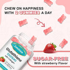 Glutathione Collagen Gummies, Collagen Gummies with Vitamin C, Glutathione Supplement for Women, Hair Skin Nails Muscle & Joint, Anti-Aging, Vegan, Sugar Free, Strawberry Flavor, 60 Count