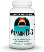 Source Naturals Vitamin D-3, Bioactive Form for Bone & Immune Health*, 50 mcg (2000 IU) - 200 Capsules
