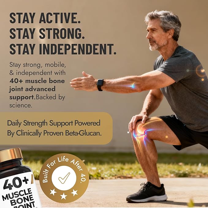 Helps Preserve Muscle After 40 | Clinically Studied Polycan Beta-Glucan | Supports Strength Bone Density & Joint Mobility | 40+ Scientific Studies | 60 Caps