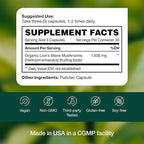 Fresh Nutrition Organic Lions Mane Mushroom Capsules - Strongest DNA Verified Formula - Rich in Alpha Glucan - Powerful Superfood Supplement - Brain, Immune System Benefits - Vegan Friendly