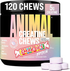 Animal Creatine Chews x Smarties Edition - 5g Creatine Monohydrate for Strength, Power, & Training Recovery Support with Sea Salt, Convenient Chewable Creatine Supplement for Men & Women - 120 Tablets