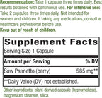 Nature's Way Saw Palmetto Berries, Traditional Prostate Support*, 585 mg per serving, Non-GMO Project Verified, Vegan, 180 Capsules