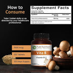 Pure Nutrition Natural Vitamin B12 1500mcg (Methylcobalamin) | 120 Veg Tabs | Vitamin B12 Supplement Helps Support Metabolism, Blood Cells, and Nerves Function* | Non GMO