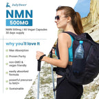 NMN 500mg, Max Absorbency & Fast-Acting NMN Supplement, 99% Pure NMN (Nicotinamide Mononucleotide) for Boosts NAD+ Levels, Cell, Immune, Energy, Muscle, Anti-Aging, Longevity, Women & Men