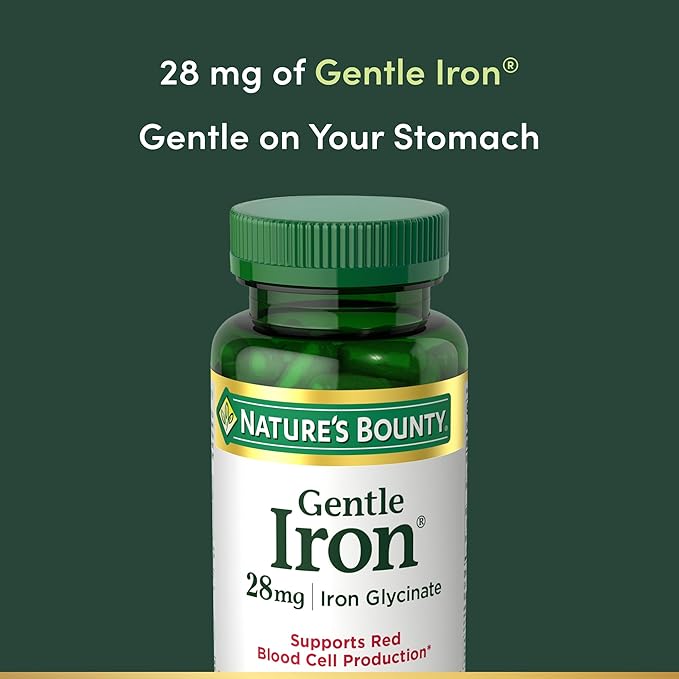 Nature's Bounty Gentle Iron 28 mg 90 Capsules (Pack of 3)