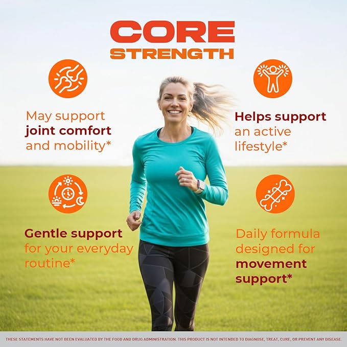 Core Strength - Official Core Strength Premium Capsules All Natural Ingredients Advanced Formula Daily Pills Overall Health & Wellness Support Vitamin Reviews, 60 Capsules for 1 Month