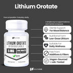 HealthFare Lithium Orotate 5mg | 200 Tablets | Trace Mineral Supplement | Vegetarian, Non-GMO, Gluten-Free | Made in the USA