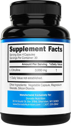 L Citrulline 3000mg Supplement (120 Capsules) Support L Arginine & Nitric Oxide Pills - L-Citrulline For Men & Women - Muscle Recovery & Pump Supplement - 3rd Party Tested, Vegan, Non-GMO - USA Made